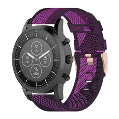 22mm Stripe Weave Nylon Wrist Strap Watch Band for Fossil Hybrid Smartwatch HR, Male Gen 4 Explorist HR & Sport