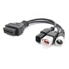 Motorcycle OBD II 3 Pin + 4 Pin + 6 Pin to 16 Pin Adapter Cable for Honda / Yamaha, For Honda / Yamaha (Black)