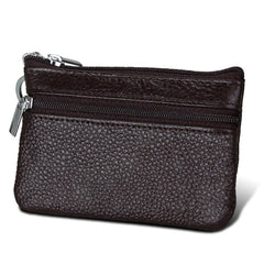 Cowhide Leather Zipper Solid Color Horizontal Card Holder Wallet RFID Blocking Coin Purse Card Bag Protect Case, Size: 11.4*7.4cm