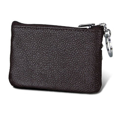 Cowhide Leather Zipper Solid Color Horizontal Card Holder Wallet RFID Blocking Coin Purse Card Bag Protect Case, Size: 11.4*7.4cm
