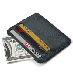 XIAO YUAN XIANG Cowhide Leather Pocket 6 Card Sleeve Wallet Coin Purse Card Holder, Size: 10.7cm x8.7cm, Random Color Delivery, 6 Card Sleeve