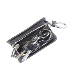 Universal Leather Carbon Fiber Texture Waist Hanging Zipper Wallets Key Holder Bag (No Include Key), Carbon Fiber Texture