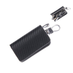 Universal Leather Carbon Fiber Texture Waist Hanging Zipper Wallets Key Holder Bag (No Include Key), Carbon Fiber Texture