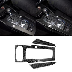 3 PCS Car Carbon Fiber Gear Panel Decorative Sticker for Audi A3, Left Driving, Gear Panel, Left Driving