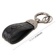 Car Metal + Braided Leather Key Ring Keychain