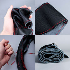 Car Universal Genuine Leather Hand-stitched Steering Wheel Cover