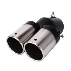 Universal Car Styling Stainless Steel Curved Double Outlets Exhaust Tail Muffler Tip Pipe, Curved Double