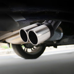 Universal Car Styling Stainless Steel Curved Double Outlets Exhaust Tail Muffler Tip Pipe, Curved Double