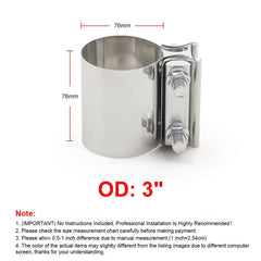 3 inch Car Turbo Exhaust Downpipe Stainless Steel Lap Joint Band Clamp, 3 inch