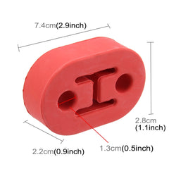 Universal Car Two Holes Adjustable Rubber Mounting Bracket Exhaust Tube Hanging Rubber Tube Car Exhaust Pipe Hanging Shackle Hanging Exhaust Hanging From Ear, 2 Holes (Red)