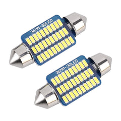 2 PCS 36mm DC12V / 1.5W / 6000K / 100LM 30LEDs SMD-3014 Car License Plate Light / Dome Light, with Decoder, 1.5W 36mm
