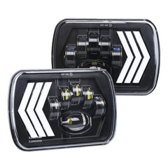 2 PCS 5X7 inch Car Modified Red Background LED Square Headlamp for Jeep Wrangler, For Jeep Wrangler(5X7 inch)