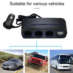 SHUNWEI SD-1938 120W 3A Car 3 in 1 Dual USB Charger Cigarette Lighter with Atmosphere Light, SD-1938 (Black)