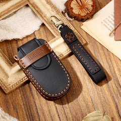 Hallmo Car Cowhide Leather Key Protective Cover Key Case for Jeep Compass, For Jeep Compass