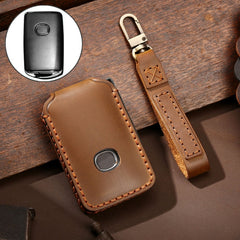 Hallmo Car Cowhide Leather Key Protective Cover Key Case for New Mazda Axela, For New Mazda Axela