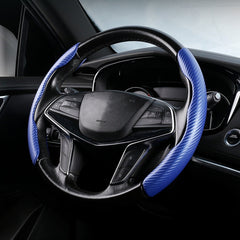 Car Universal Carbon Fiber Texture Leather Steering Wheel Cover