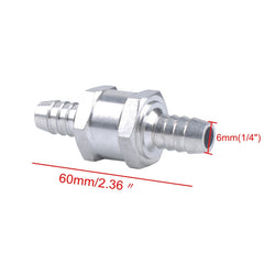 Car 6mm Aluminium Alloy Fuel Petrol One Way Non Return Check Valve, 6mm Silver
