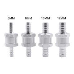Car 12mm Aluminium Alloy Fuel Petrol One Way Non Return Check Valve, 12mm Silver
