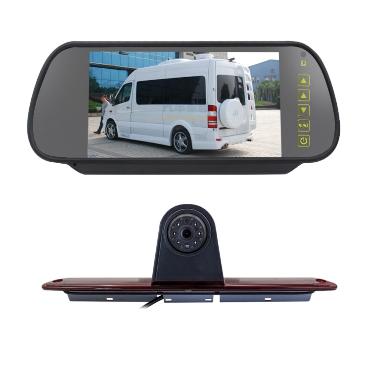 PZ461 Car Waterproof High Position Tail Light Brake Light View Camera + 7 inch Rearview Monitor for Mercedes Benz / Volkswagen, PZ461 + 7 inch Rearview Monitor