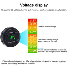 Universal Car Dual Port USB Charger Power Outlet Adapter 4.2A 5V IP66 with LED Digital Voltmeter + 60cm Cable, 4.2A Voltmeter + 60cm Cable(Green Light), 4.2A Voltmeter + 60cm Cable(Red Light)