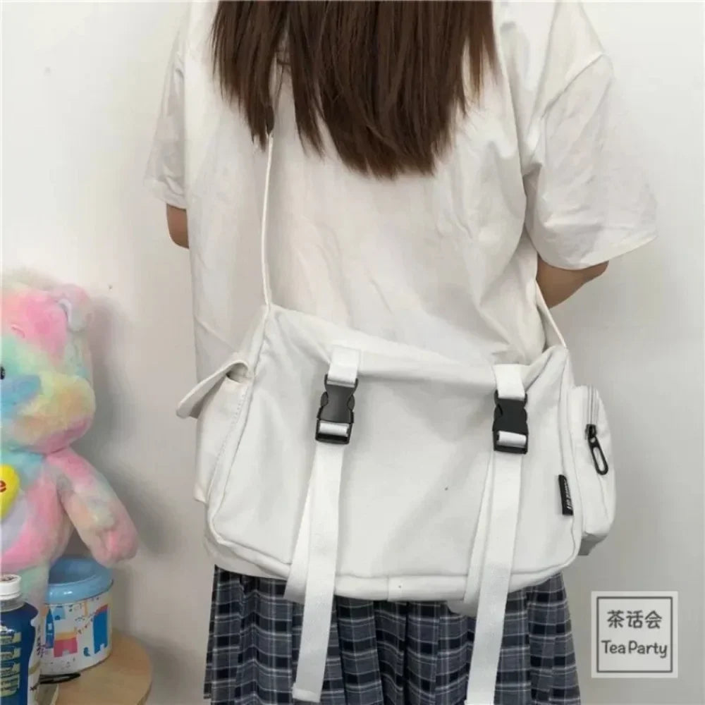 Canvas Crossbody Bags for Women Youth Men Fashion Casual Large Capacity Handbags Shoulder Bags Solid Color Ladies Messenger Bag