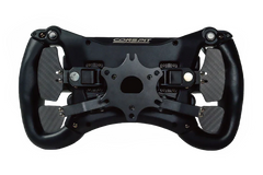Conspit 300GT Trak Racer UK steering wheel with black grip and metal mounting base, shown from the back view.