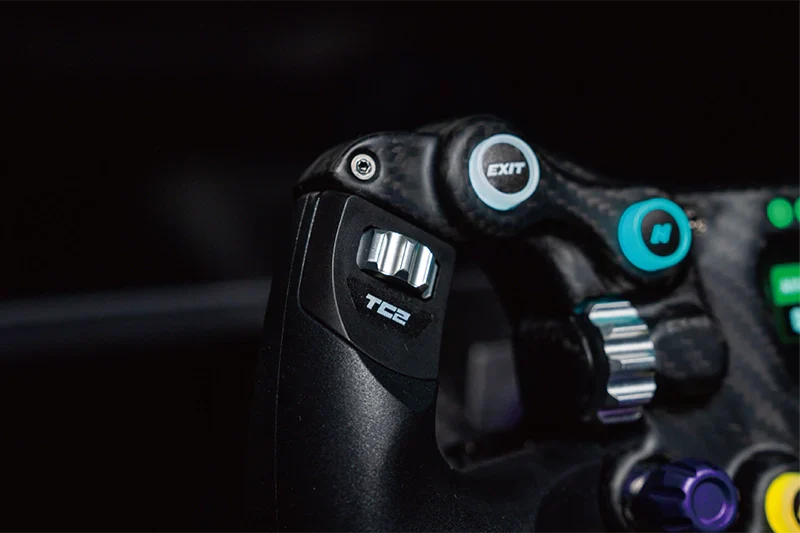 Close-up of the Conspit 300GT steering wheel from Trak Racer UK, showing detailed grip and design features.