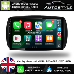 Mercedes-Benz Smart for Two/Four Apple Carplay / Android Auto 9" Stereo Upgrade 2014-2021