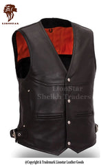 Men's Cowboy Leather Vest | Premium | Black/Dark Brown | 2 Colors | Western Style