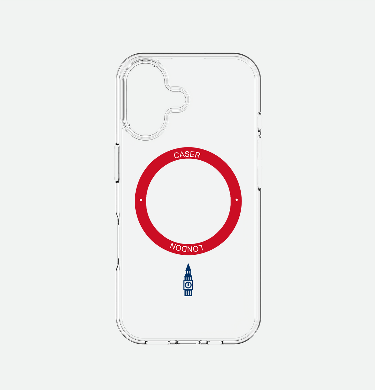 Slim Clear iPhone 16 Case with Red MagSafe Ring - Big Ben | The Iconic Case