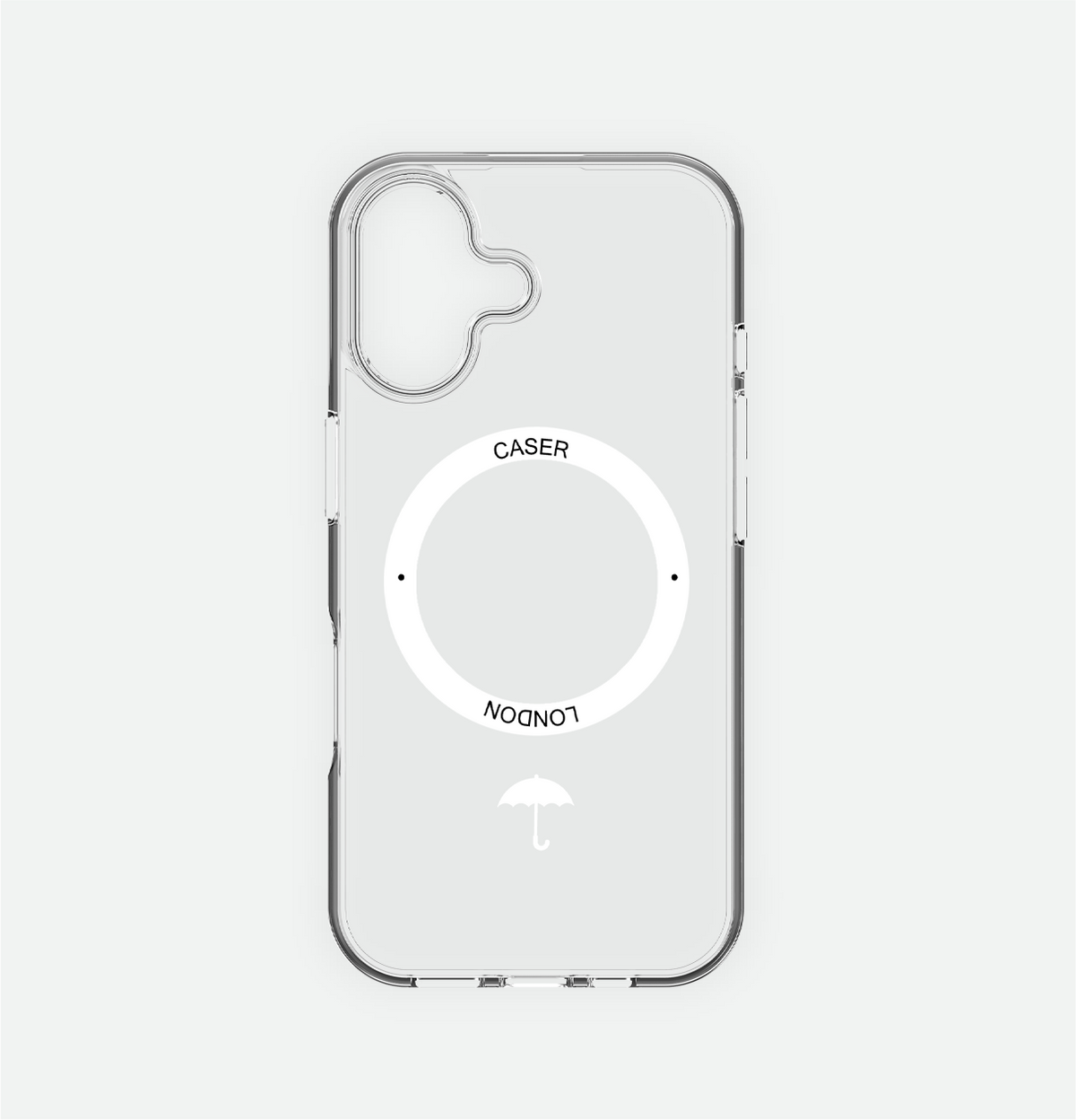 Slim Clear iPhone 16 Case with White MagSafe Ring - Umbrella Icon | The Iconic Case