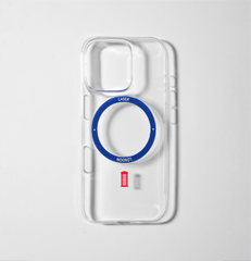 Slim Clear iPhone 16 Pro Case with Royal Blue MagSafe Ring - Telephone Box | The Iconic Slim