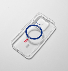 Slim Clear iPhone 16 Pro Case with Royal Blue MagSafe Ring - Telephone Box | The Iconic Slim