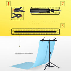 200x200cm T-Shape Photo Studio Background Support Stand Backdrop Crossbar Bracket Kit with Clips, No Backdrop, 200x200cm