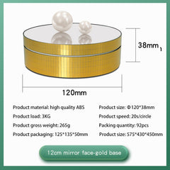 12cm 360 Degree Rotating Turntable Mirror Electric Display Stand Video Shooting Props Turntable, Load: 3kg, 12cm Mirror Sequins Gold, 12cm Mirror Sequins Silver