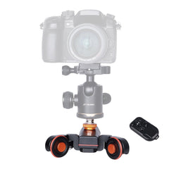 YELANGU L4X Camera Wheel Dolly II Electric Track Slider 3-Wheel Video Pulley Rolling Dolly Car with Remote Control for DSLR / Home DV Cameras, GoPro, Smartphones, Load: 3kg, L4X Dolly Car Black