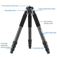 BEXIN RC294 Portable Collapsible Carbon Fiber Camera Tripod with K44 Panoramic BallHead, RC294+K44