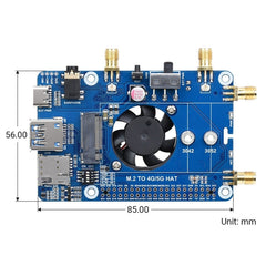Waveshare SIM8202G-M2 5G HAT B Multi Band Snapdragon X55 Module Board for Raspberry Pi, SIM8202G-M2 5G HAT B