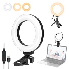 PULUZ 4.7 inch 12cm Ring Selfie Light 3 Modes USB Dimmable Dual Color Temperature LED Curved Vlogging Photography Video Lights with Monitor Clip Holder, 4.7 inch 12cm