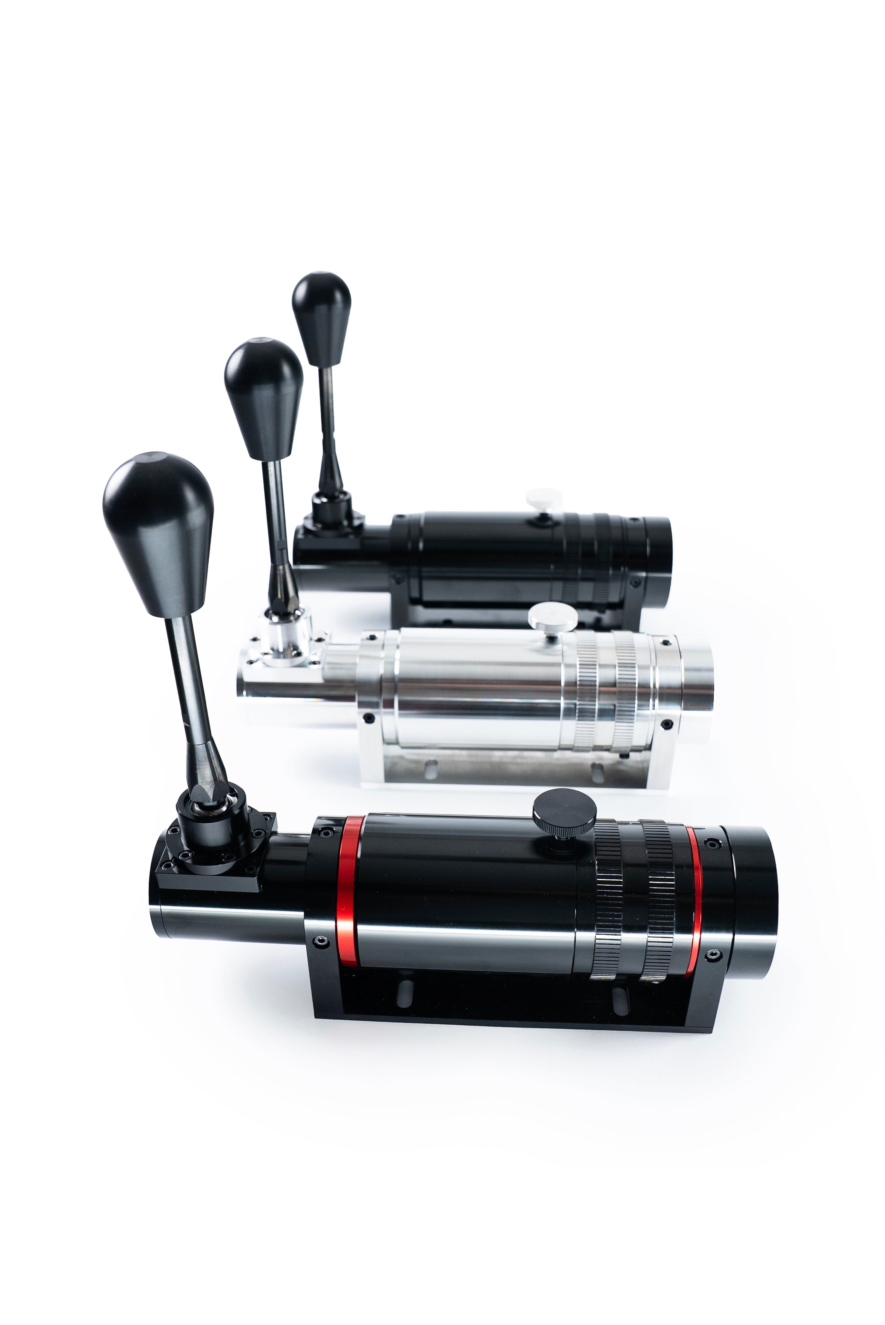 Trak Racer UK BDH H2SQ dual-mode shifter with ergonomic design and gear knob, shown in a close-up view on a racing simulator setup.