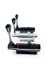 Trak Racer UK BDH H2SQ dual-mode shifter with ergonomic design and gear knob, shown in a close-up view on a racing simulator setup.