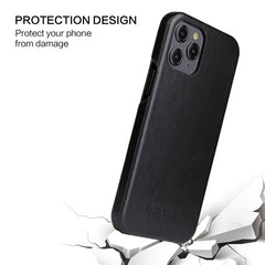 Fierre Shann Business Magnetic Horizontal Flip Genuine Leather Case, For iPhone 12 mini, For iPhone 12 / 12 Pro, For iPhone 12 Pro Max