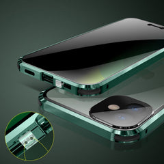 Four-corner Shockproof Anti-peeping Magnetic Metal Frame Double-sided Tempered Glass Case, For iPhone 11 Pro Max, For iPhone 11 Pro, For iPhone 12, For iPhone 12 Pro, For iPhone 12 Pro Max