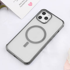 Straight Side Laser Plating Full Coverage Clear TPU Shockproof Magsafe Case, For iPhone 12 Pro Max