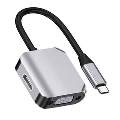 HW-6002 2 In 1 Type-C / USB-C to HDMI + VGA Adapter Converter, HW-6002