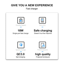 WK WP-U57 18W Speed QC3.0 Fast Charger + USB to Type-C / USB-C Data Cable, US Plug