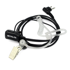RETEVIS C9025 M 2 Pin PTT Air guide Noise Reduction Covert Acoustic Tube Earphone Microphone, C9025