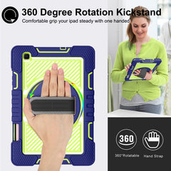 360 Degree Rotation Contrast Color Shockproof Silicone + PC Case with Holder & Hand Grip Strap & Shoulder Strap, For Samsung Galaxy Tab S6 Lite P610/P615, For Samsung Galaxy Tab A 10.1 2019 T515, For Samsung Galaxy Tab A 8.0 2019 T290                  ...