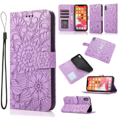 Skin Feel Embossed Sunflower Horizontal Flip Leather Case with Holder & Card Slots & Wallet & Lanyard, For iPhone X / XS, For iPhone XS Max, For iPhone 6 / 6s, For iPhone 6 Plus / 6s Plus
