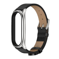 For Xiaomi Mi Band 6 / 5 Mijobs Metal Case Crazy Horse Texture PU Microfiber Plus Watch Band